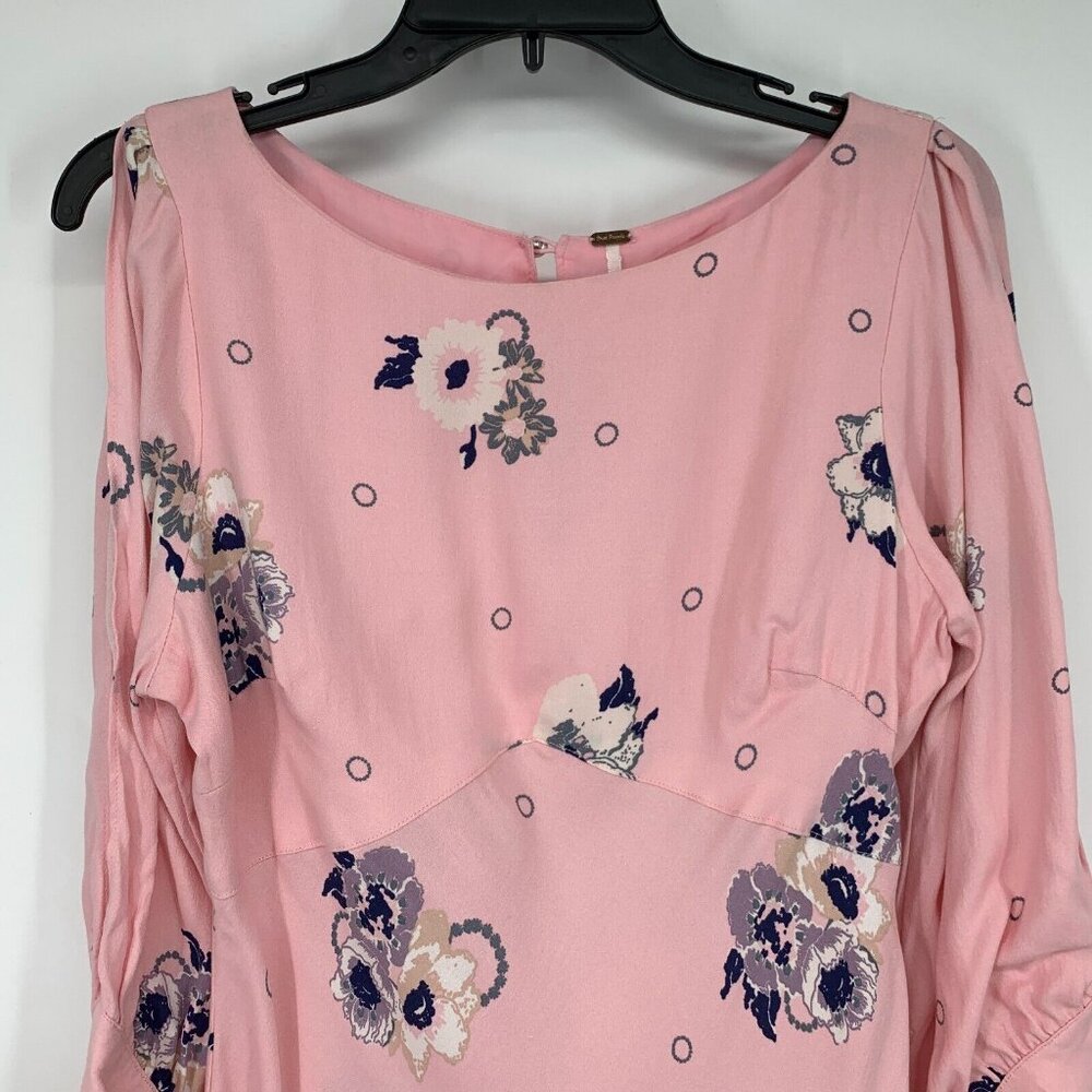 Free People Dress Sunshadows Mini Pink Floral Long Sleeve NWT - Picture 6 of 16